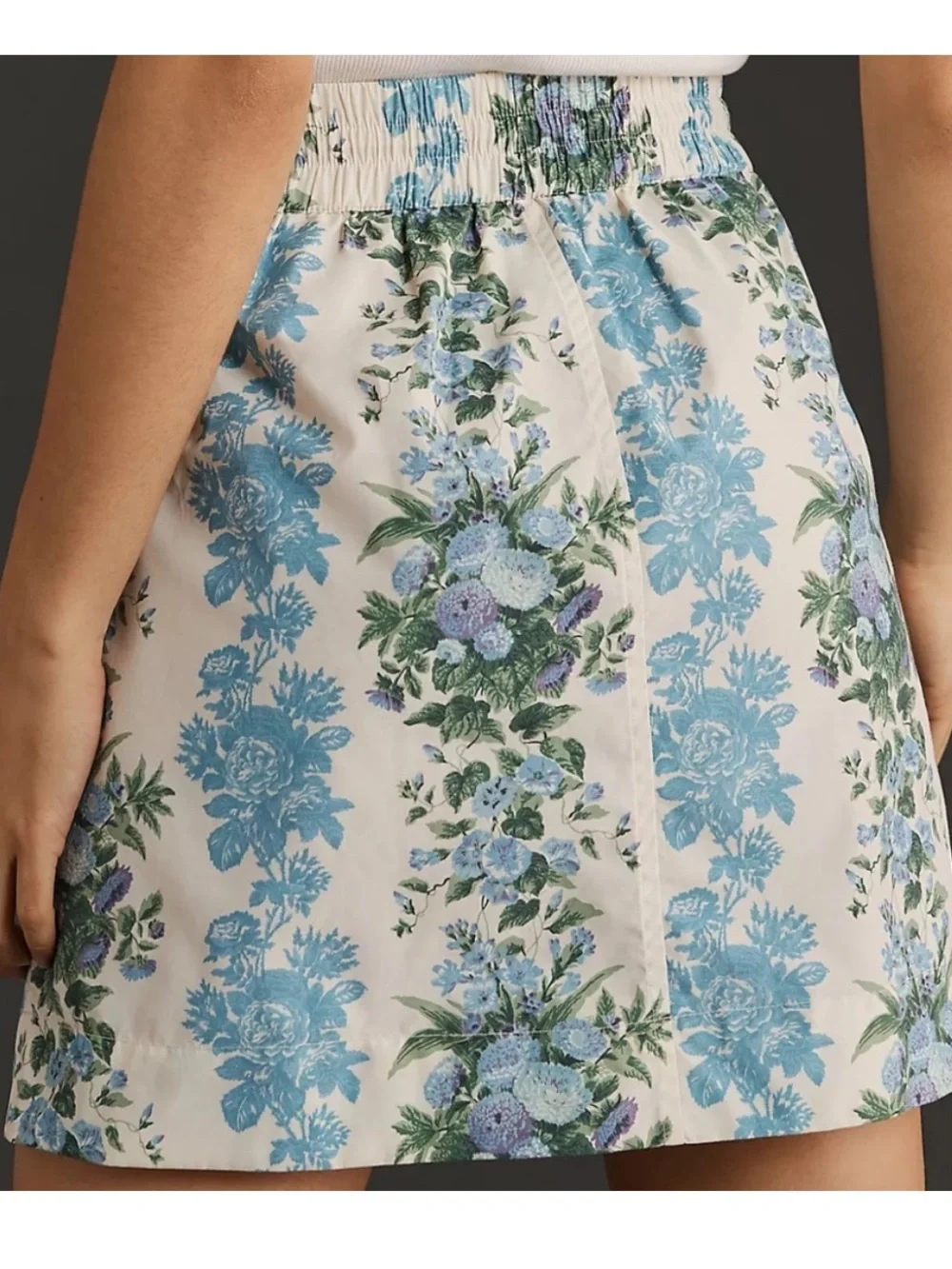 Clare V Blue and Green Floral Mini Skirt - Picture 3 of 9
